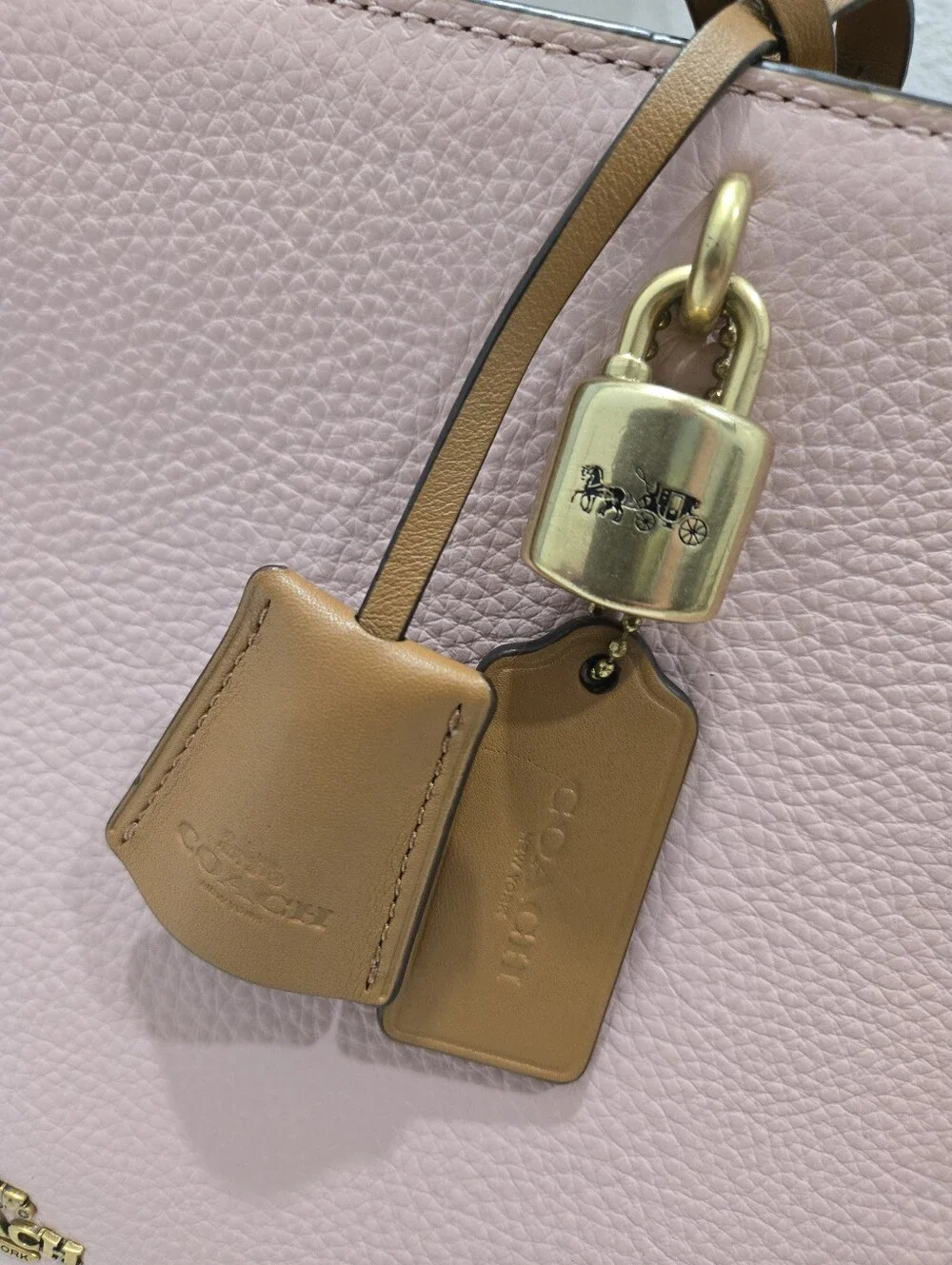 Coach Zoe Carryall 2 Way Pink and Tan Leather Satchel